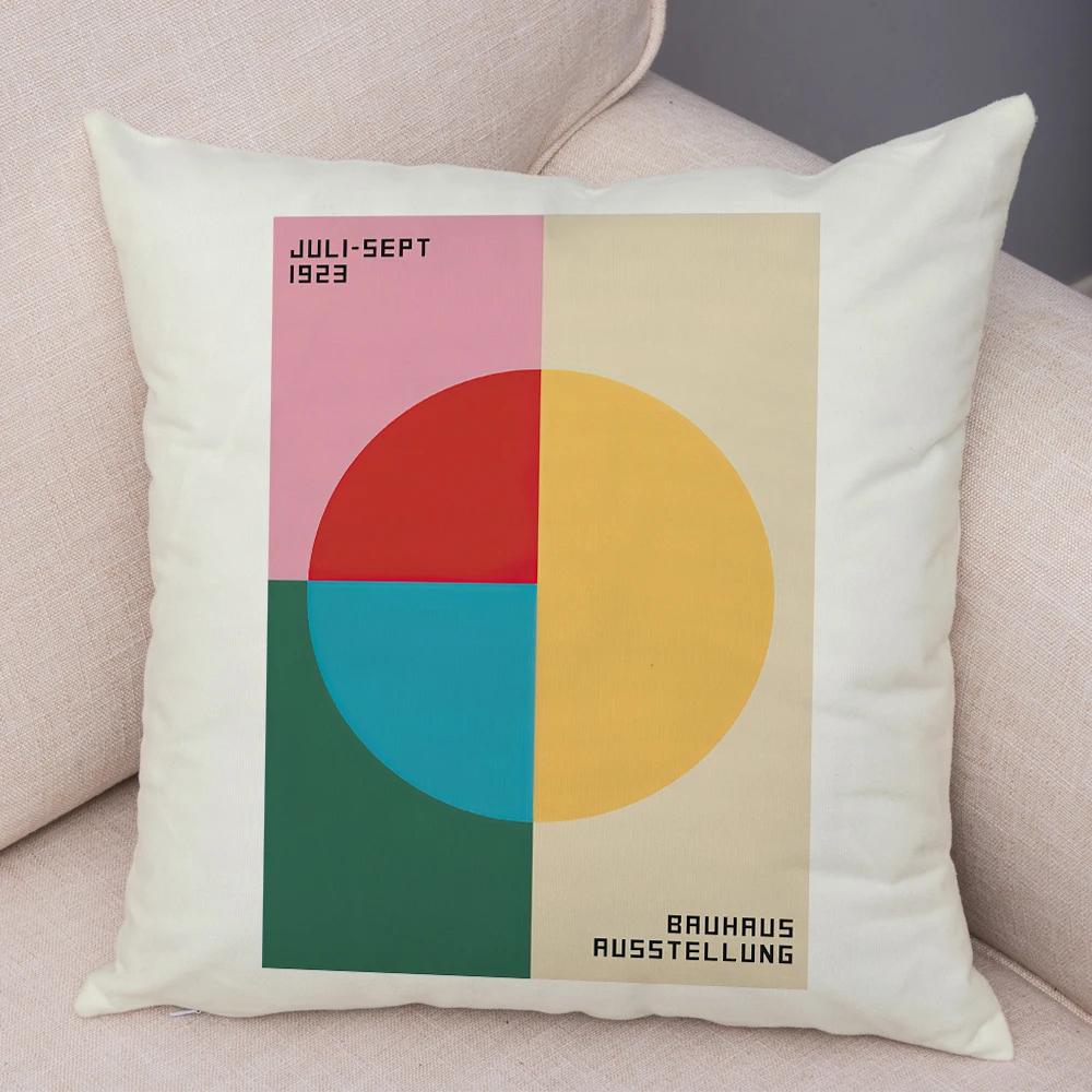 Nordic Minimalist Color Block Double Print Cushion Cover Decor Bauhaus Modern Pillowcase Soft Plush Throw Pillow Case For Sofa