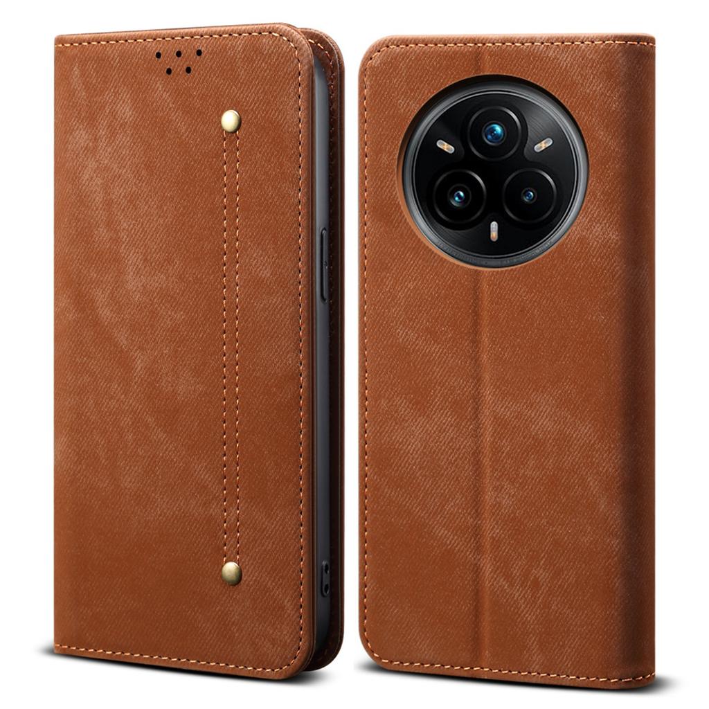 For Realme 14 Pro+ 5G Case Jeans Cloth Texture Anti-Scratch Leather Stand Phone Cover