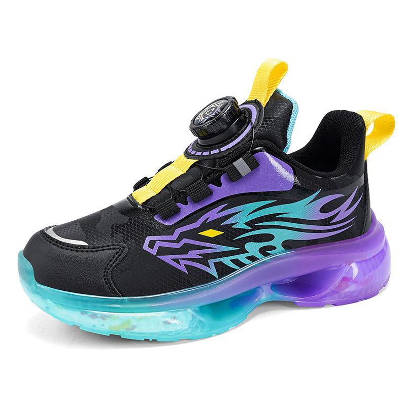 Rotary Buckle Boys New Boys Mesh Shoes Students Spring and Autumn Middle School Children Sports Shoes 2025 Running Shoes Children