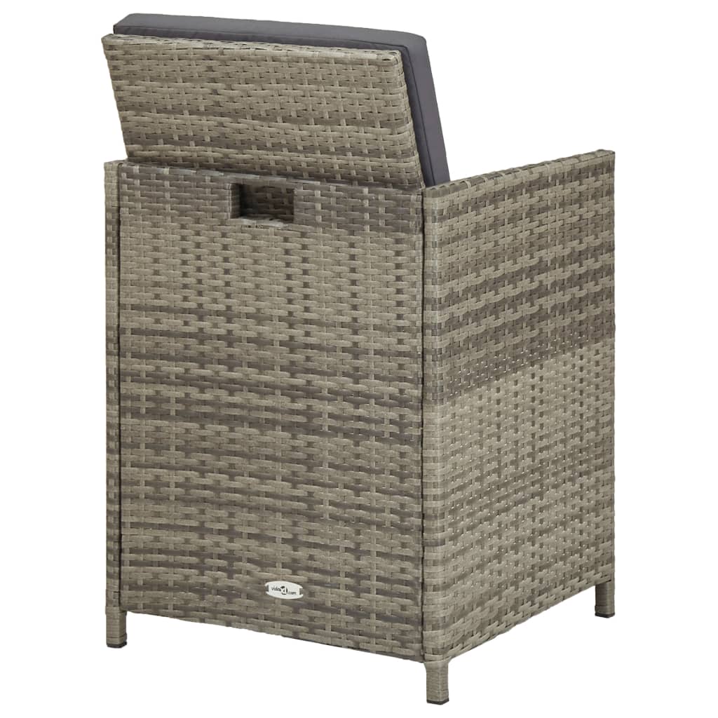 5 Piece Garden Dining Set with Cushions Poly Rattan Grey