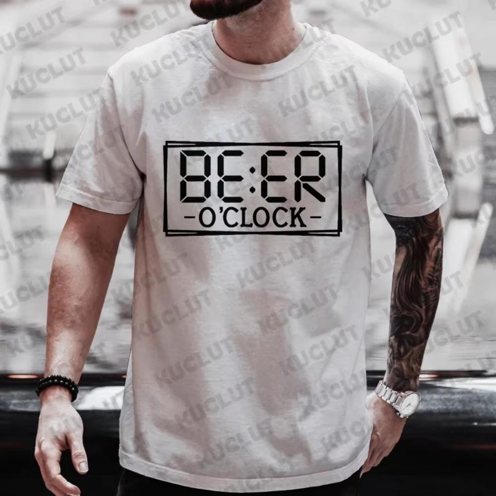 Men T-shirts Beer O'clock Funny Graphic T Shirt Bachelor Party Tees Drinking Team Matching Outfit Oversized Streetwear Y2k Tops