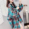 Plaid shirt women's retro Hong Kong flavor new 1116 spring and autumn long-sleeved medium and long loose design long-sleeved shirt