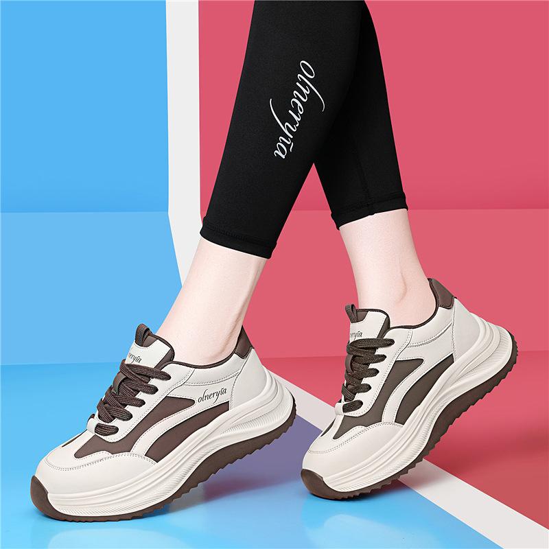 New autumn and winter platform versatile women's sports and leisure dad shoes front lace-up single shoes women's shoes