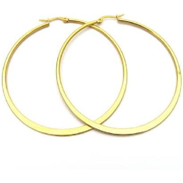 Amazon Essentials Gold Plated or Stainless Steel Flattened Hoop Earrings