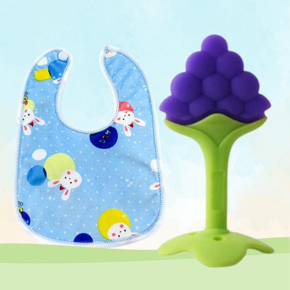 Baby Care Combo – Soft Silicone Teether & Waterproof Silicone Bib (Pack of 2)