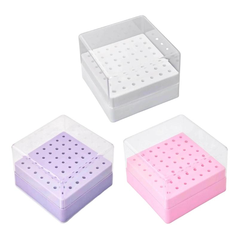 49 Hole Nail Drill Bit Storage Box Universal For Nail Grinding Heads Dustproof Professional Salon Organizer