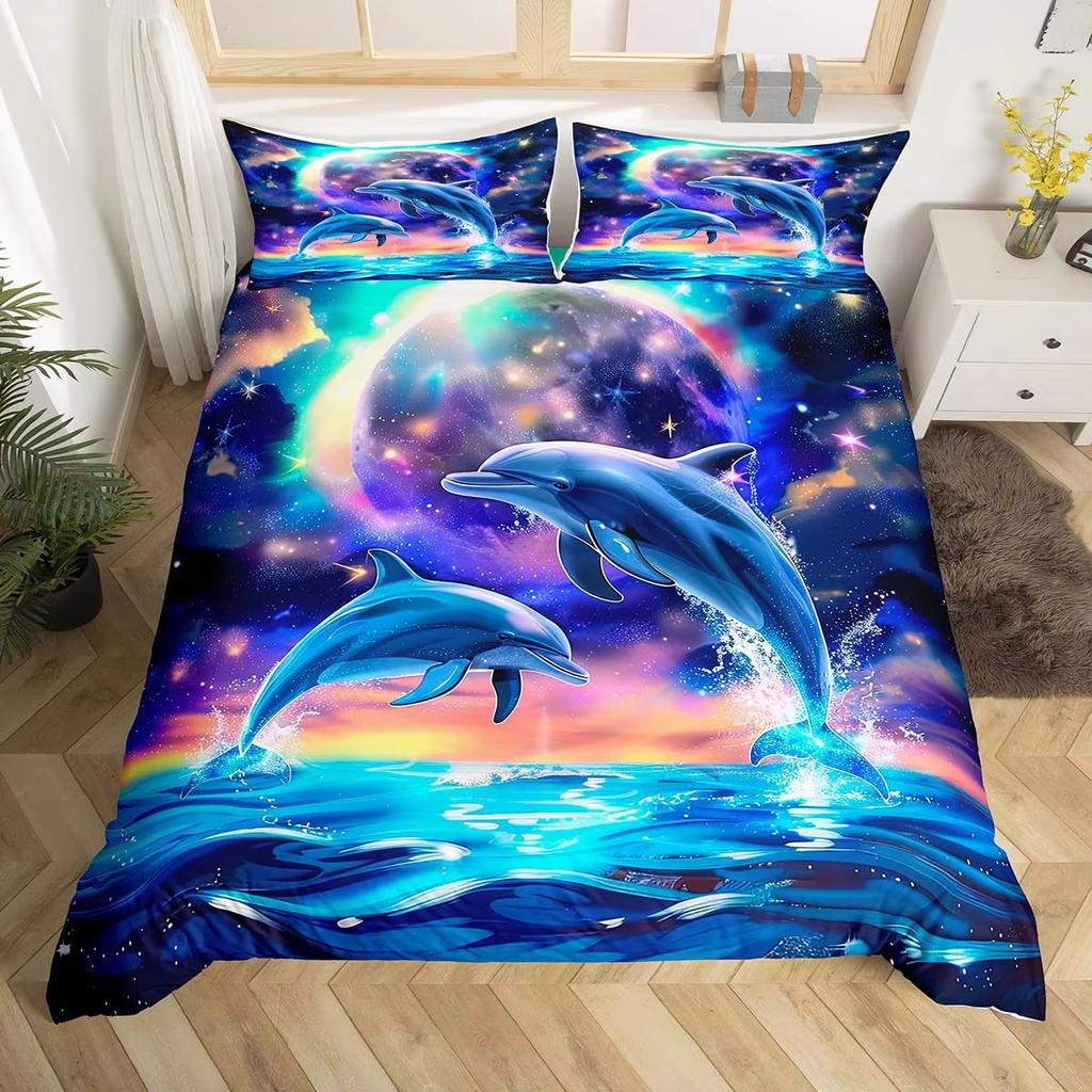 Kiler Whale Soft Duvet Cover Set Underwater World Animals Single Double Beding Children Kids Tens Adult Peoples Rom Ocean Whale Warm Comforter Cover