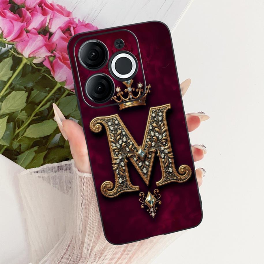 For Itel A80 Case A671L A671LC Back Cover Luxury A Z Initial Letter Crown Soft Silicone Couple Phone Case For ItelA80 A 80 Shell