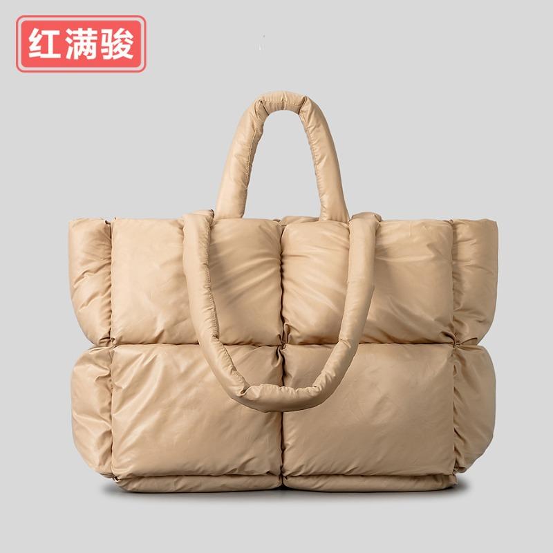 Down bag cotton clothes women's bag simple space bag solid color soft square filled shoulder handbag new