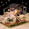 DIY Dollhouse Furniture Kits Wooden Modern Villa Lights Playset Creative Toy