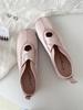 Fashion 2025 New Women's Ballet Slippers Pink Soft Sole Shallow Heel Round Head Fiberglass Fabric Retro Style Low Heel