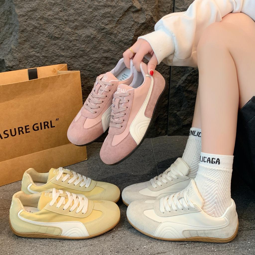 Board shoes lace-up sneakers 2025 retro running German training shoes casual little white shoes women's versatile training ins flat bottom