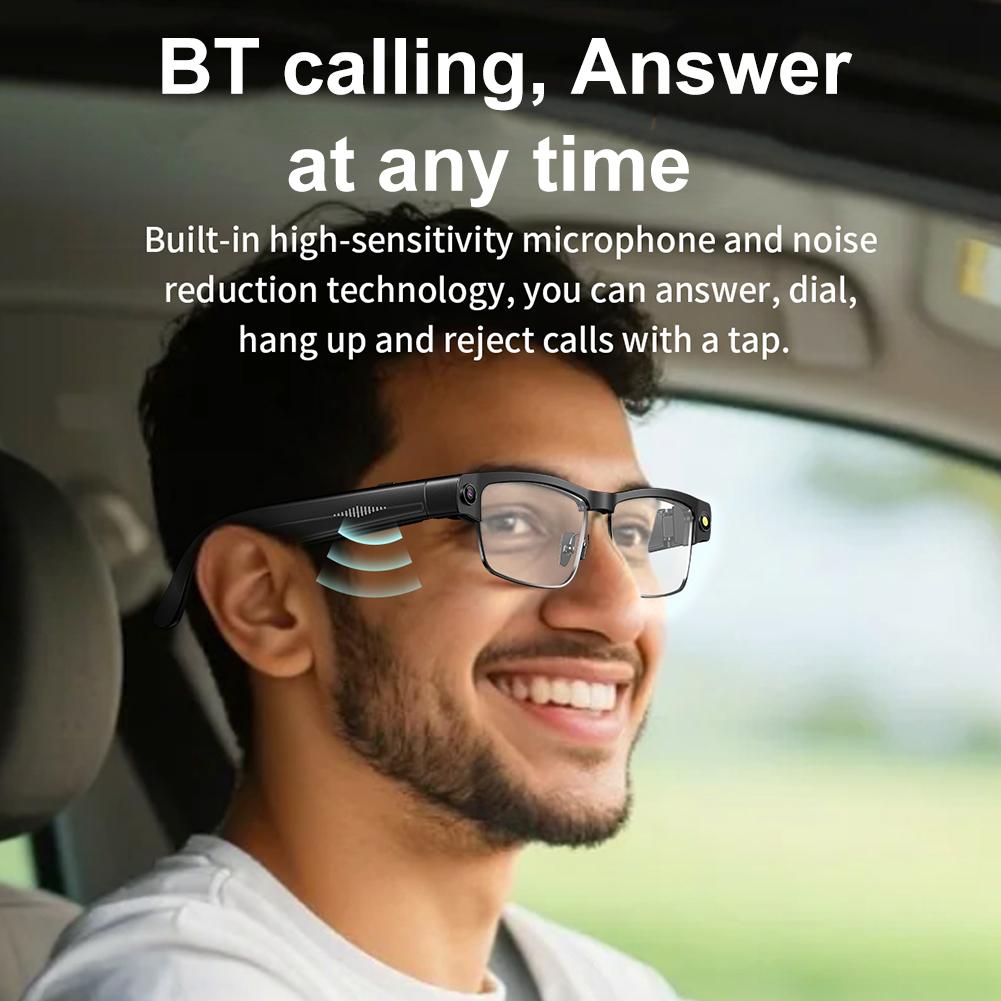 AI Smart Glasses Voice Assistant Translation Glasses Built-in Mic & Speakers Camera Glasses for Travel Meetings Business Use