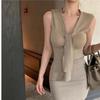 Spicy Girl's V-neck Sleeveless Knitted Vest Dress A Figure-hugging and Waist-cinching Short Skirt for Women