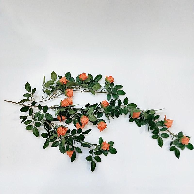 

Simulated Rose Vine Branch Wedding Set Decoration Home Soft Decoration Background Railings Staircase Styling Props Fake Flowers 1pc помаранчевий