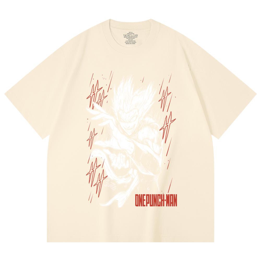 230 г/м² 100% хлопок One Punch Man V4 Принт Гаро Унисекс Тяжелая хлопковая футболка XS абрикосовый