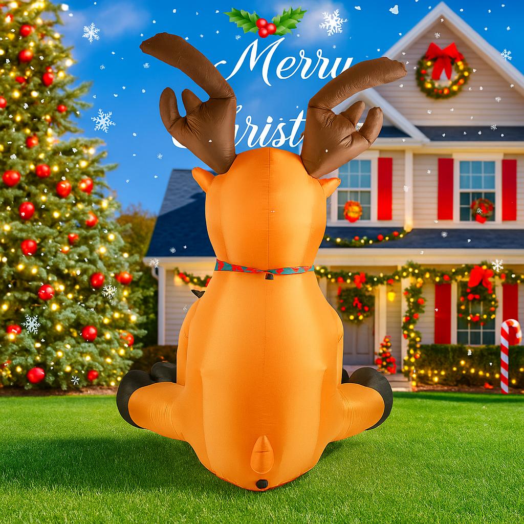 8.2FT Inflatable Toy Reindeer Candy Santa Claus Gift Bag Xmas Yard Lawn Party Decoration LED Lit Christmas Home Supplie Ornament