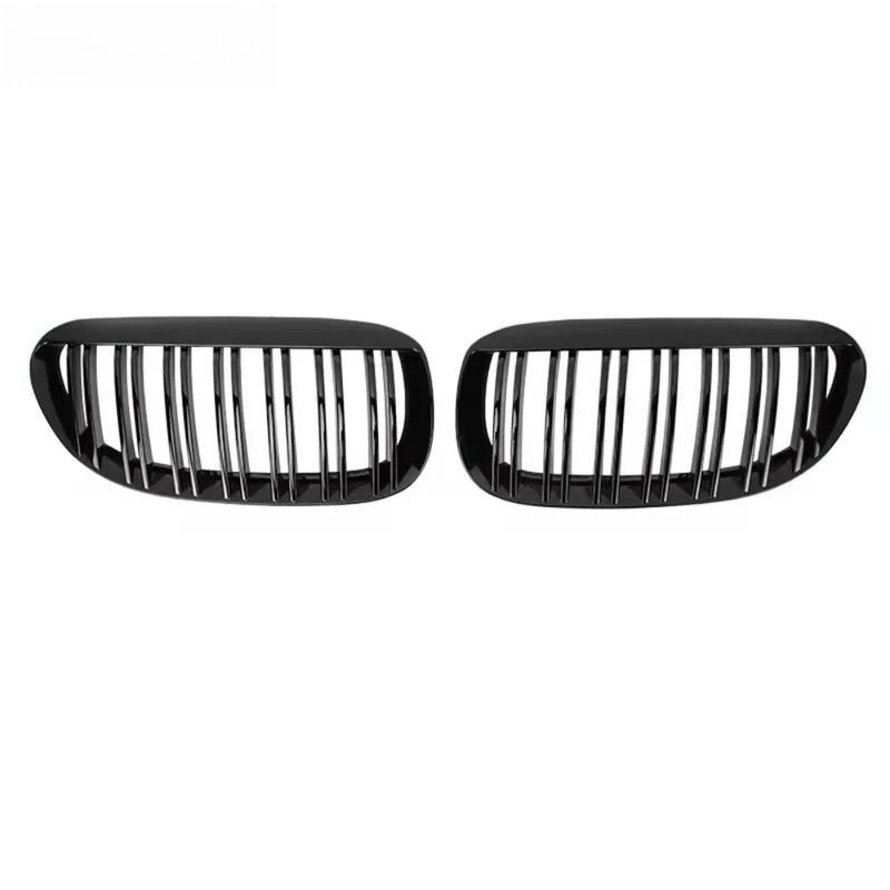 For BMW 6-Series E63 E64 2004-2010 Glossy Black Single Line Style Car Front Bumper Grilles Matte Racing Grill Accessories