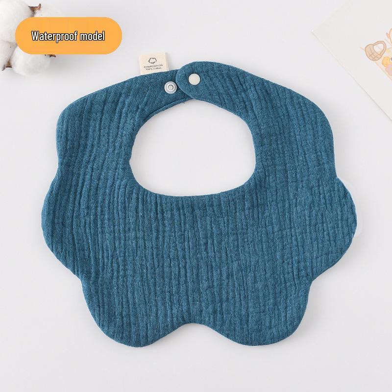 Korean-Style Solid Color Gauze Baby Petal Bib, Soft 7-Layer Waterproof, All Cotton, Class A