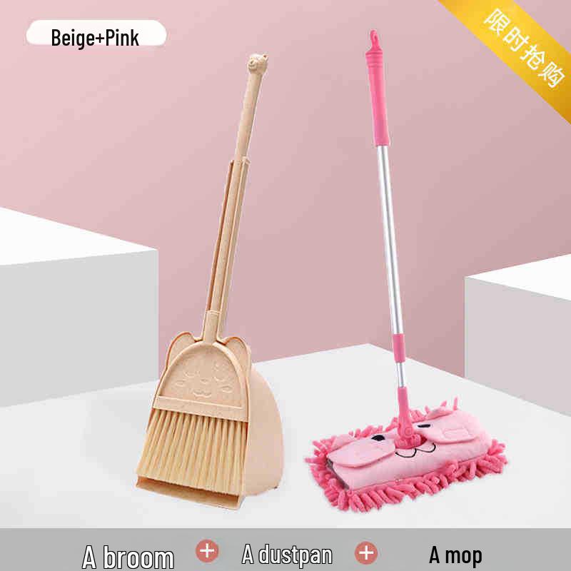 Children's Mini Broom & Dustpan Set - Soft Plastic Learning Tool