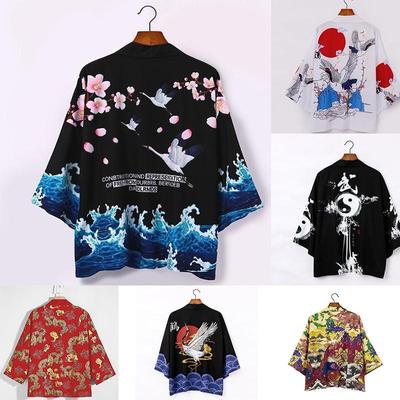 Harajuku Kimono Streetwear moda samuraj Cosplay japońska męska męska kimono Yukata tradycyjna szata