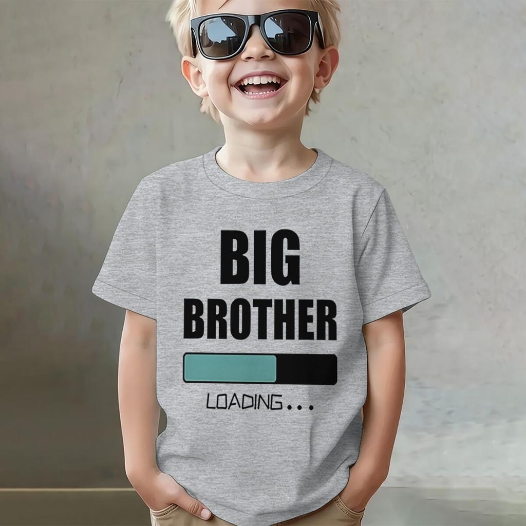 Big Brother Loading Tshirt Kids Short Sleeve Fashion Casual Top New Sibling Gift Big Brother Kids Clothes Cotton Tops