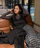 Place Studio Double Button Check Midi Layered Wrap Pleated Skirt [Check]