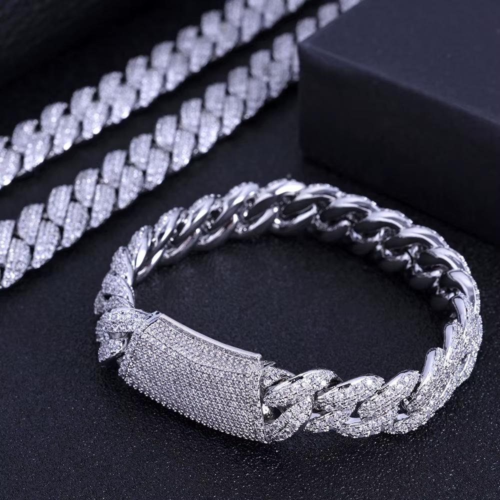 Fashion Hip Hop 5A+ CZ Stone Bling Iced Out 13mm Cuban Link Chain Necklace for Men Rapper Jewelry