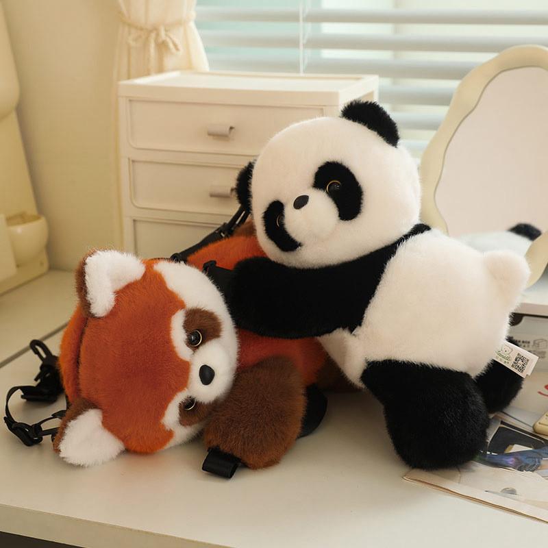 Crooked Head Bag Raccoon Panda Cute Plush Dolls Toy Children Gifts Birthday