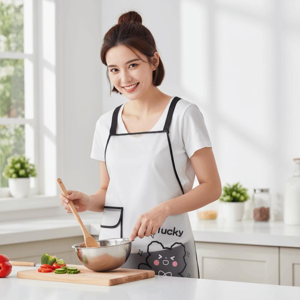 2PCS/SET with Pockets Kitchen Apron Sleeveless Design Oil Proof Apron Workwear Apron  Dining Work