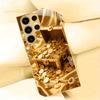 Gold coin patterned glass phone case suitable for Samsung Galaxy S26 S25 S24 S23 S22 S20 FE/Ultra/Plus anti drop back cover