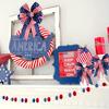 Stylish Day Independence Ribbon With Five Star Stripes American Bow Flag