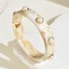 Pearl Shell Resin Cuff Bracelet Round Chunky Bangle Vintage Wide Cuff Bracelet  Gifts