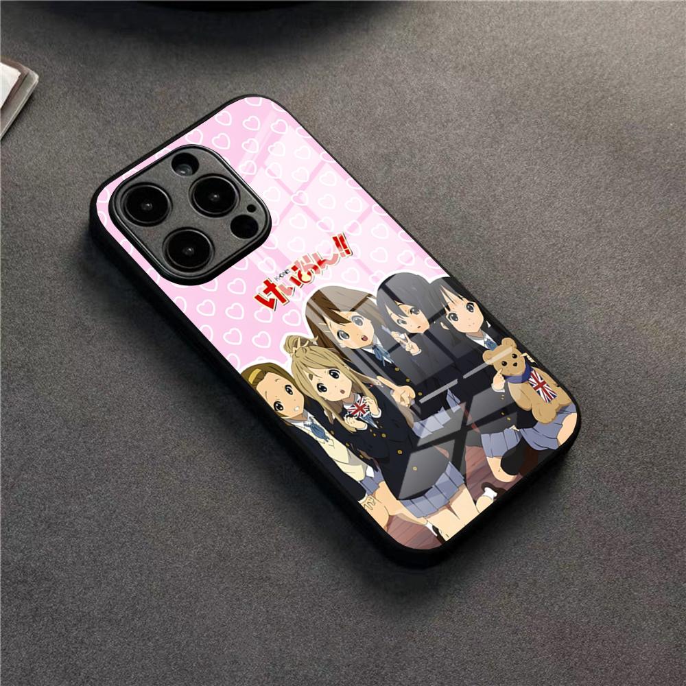 Cute Anime Girl K-ON Phone Case For 17 Pro Max IPhone 16 Pro 14 12 11 13 Mini X XR XS 15 Plus SE Glass Cover