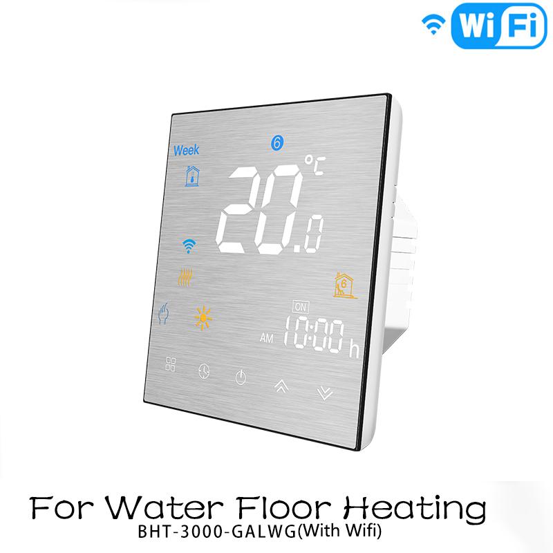 Contr/ôleur de temp/érature MOES Smart Thermostat WiFi Panneau en m/étal bross/é Smart Life APP T/él/écommande pour chauffage au sol /électrique 16A Compatible avec Alexa