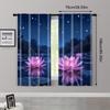 2pc,  Scene Curtains Elegant Pink Lotus Machine Washable Polyester,Without Electricity Wall Decor Suitable for Holiday Home