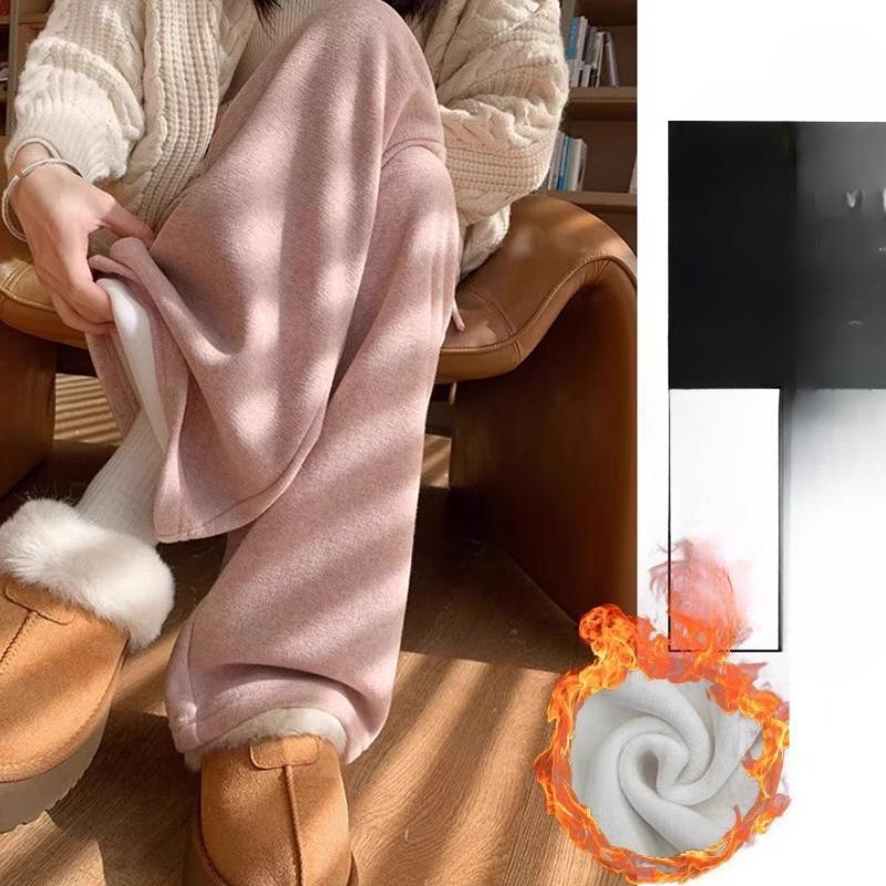 Plus Velvet Wide-leg Pants Women's Autumn and Winter High-waist Loose Casual Straight Glutinous Rice Towel Pants