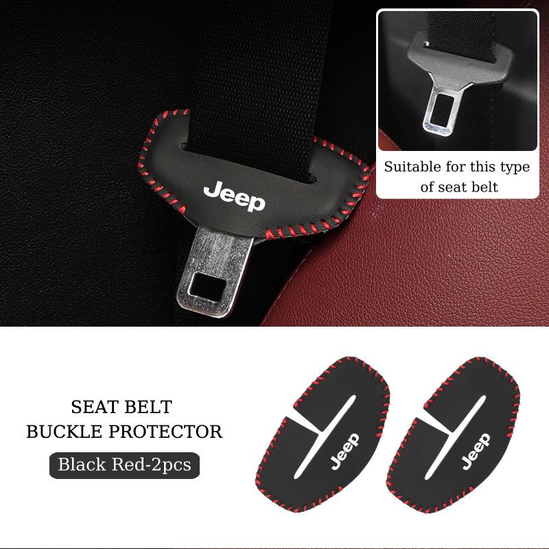 Car Seatbelt Buckle Cover Leather Seatbelt Anti-Scratch Mat Accessories For Jeep Renegade Grand Cherokee Compass Patriot Wrangle AKV1