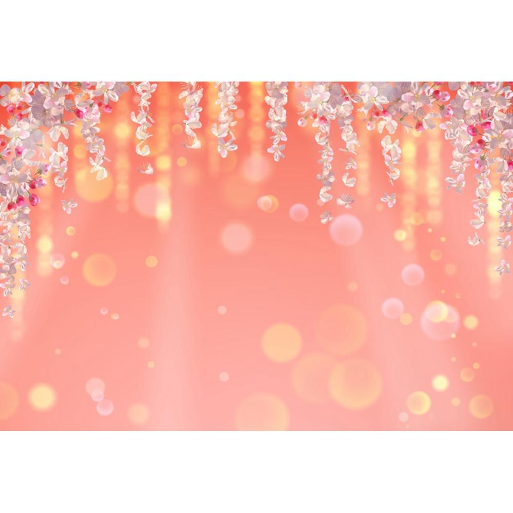 Frühlingsrosa Blumen Hintergrund Glitzer Licht Bokeh Floral Kirschblüte Neugeborenes Baby Porträt Fotografie Hintergrund Fotostudio