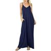 2026 European and American summer women's clothing solid color loose suspender pocket long skirt, vest loose jumpsuit