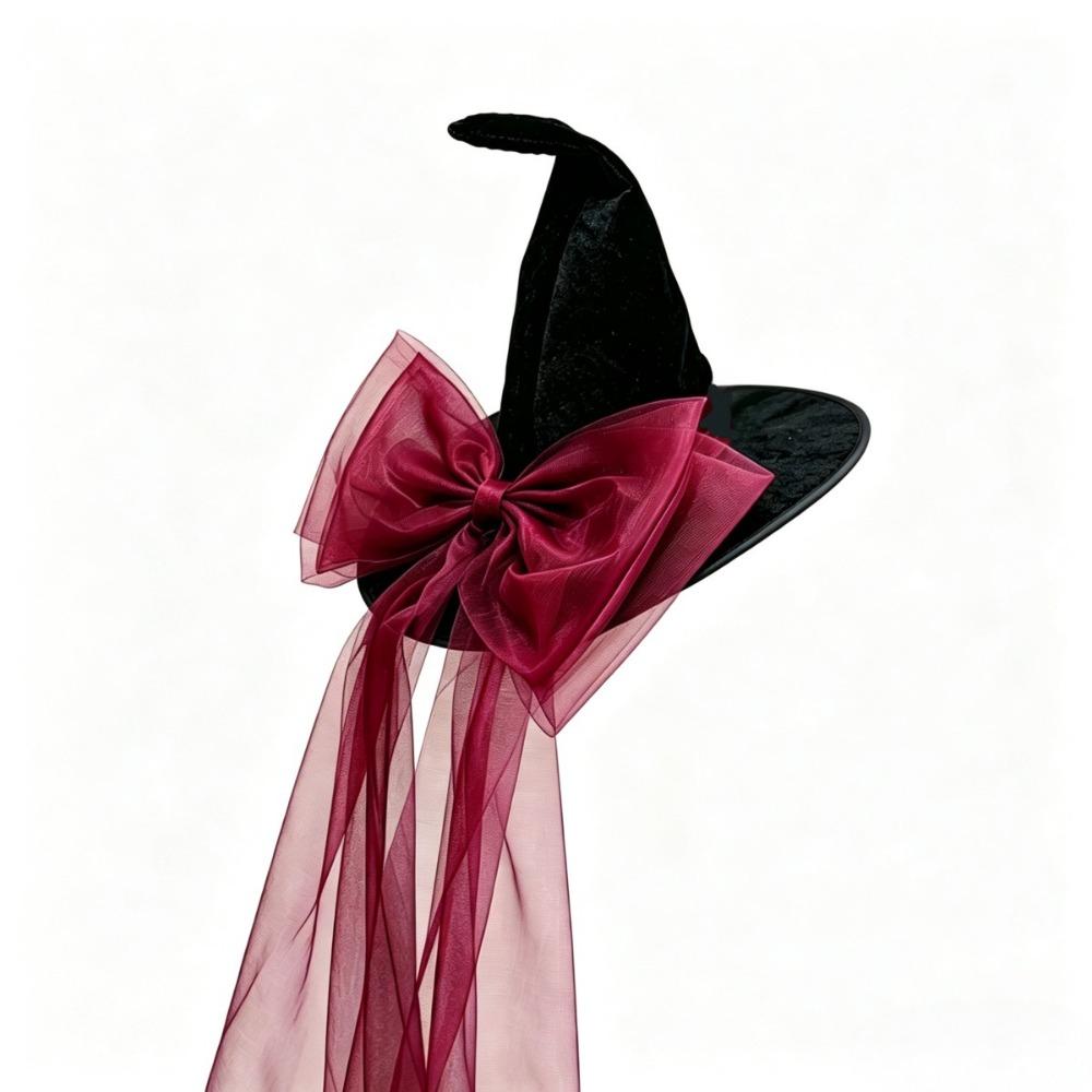 Lace Fabric Witch Hat Mesh Yarn Cosplay Hat Dark Reserve Masquerade Hat Photoshoots красный