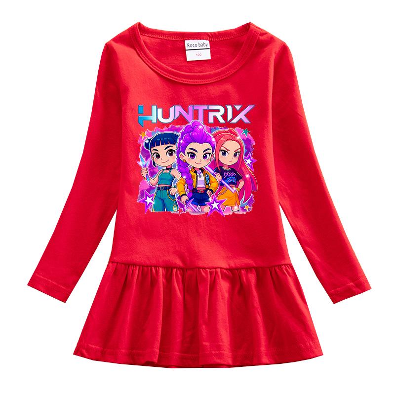 Kpop Monster Hunter Princess Dress: Cartoon Ruffle Long Sleeve Mesh Skirt for Baby Girls - Spring & Autumn Collection