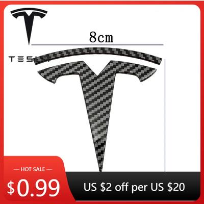 Car Sticker Tesla Metal Coverable Front Logo Emblem Sticker for Tesla Model 3 Mode Y Rear Trunk Badge Carbon Fiber Decal Exterio