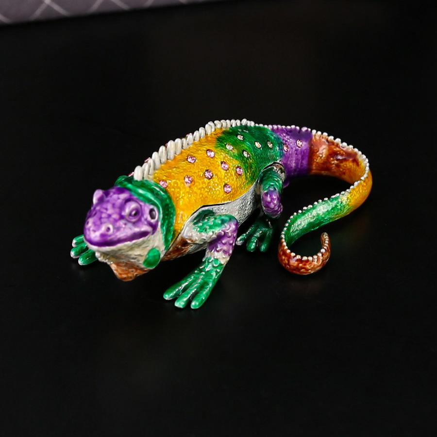 Baifenbai Home Furnishing New Diamond Lizard Jewelry Box Lizard Jewelry Box Ring Storage Enamel Craft Gift Box Jewelry Storage Box