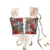 Tao Lina Vintage Print Corset Podkoszulek z Rybim Szkieletem: Damski top bandeau bez rękawów z pięknym tyłem na lato.
