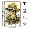 Vintage Frog Sunflower Hat Metal Wall Poster Garage Decor