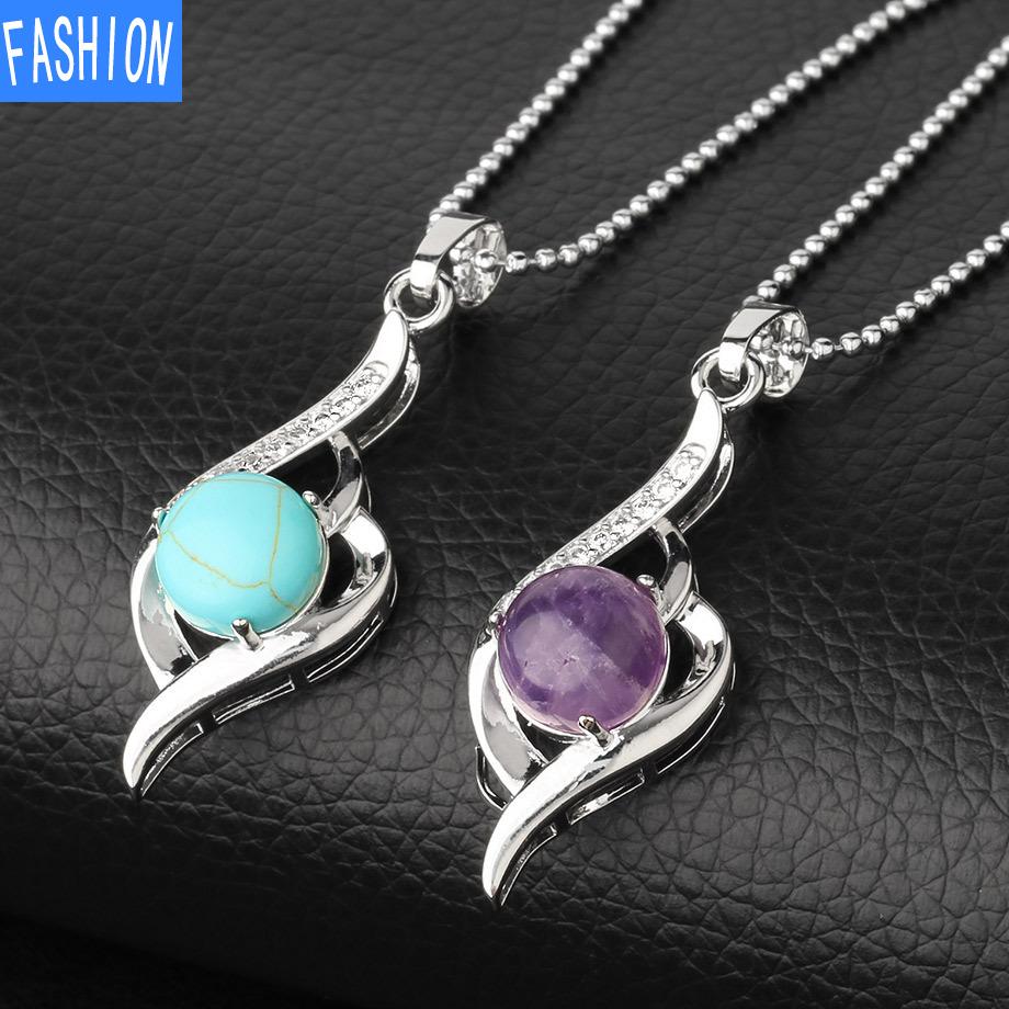 Collar con colgante de clavícula versátil de circonita de piedra de cristal natural