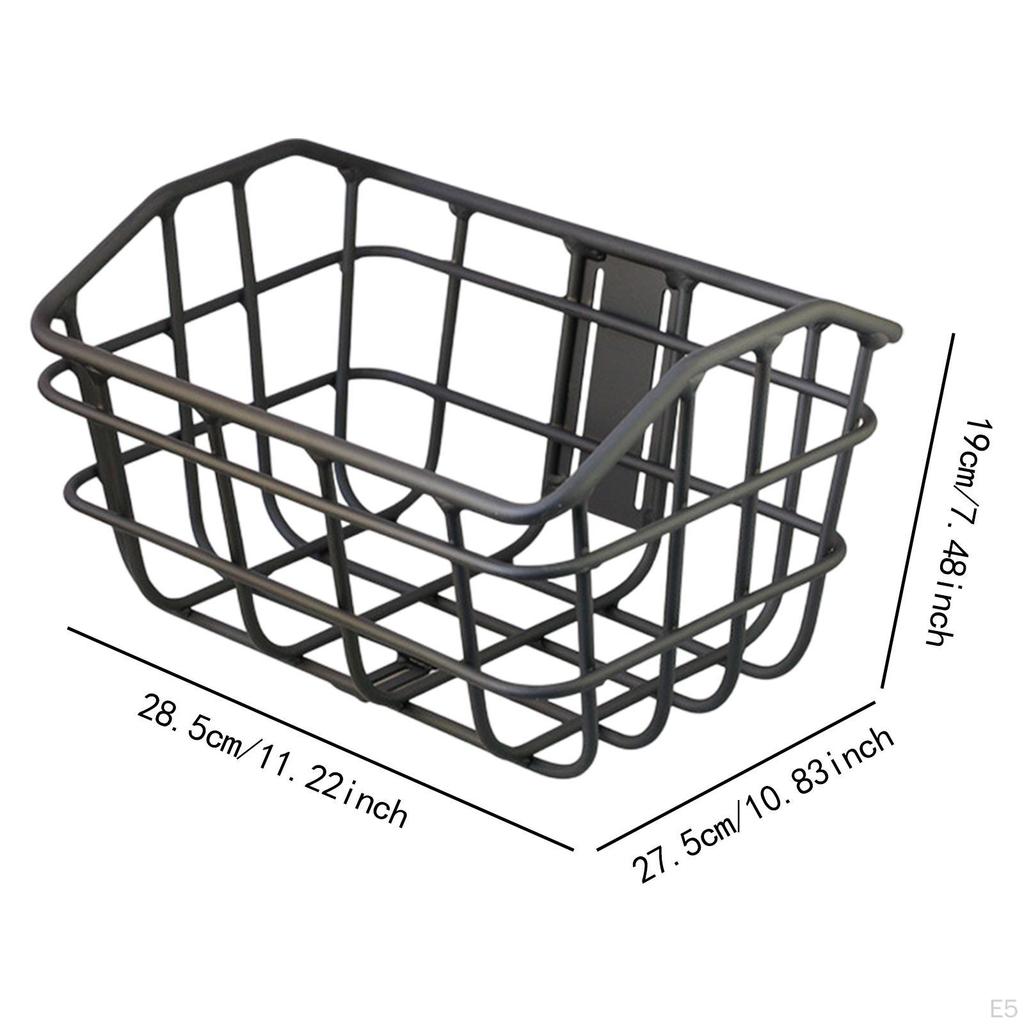 Bicycle Basket Black Front Convenient Assemble Sturdy Aluminum Alloy Cargo Container Accessories for