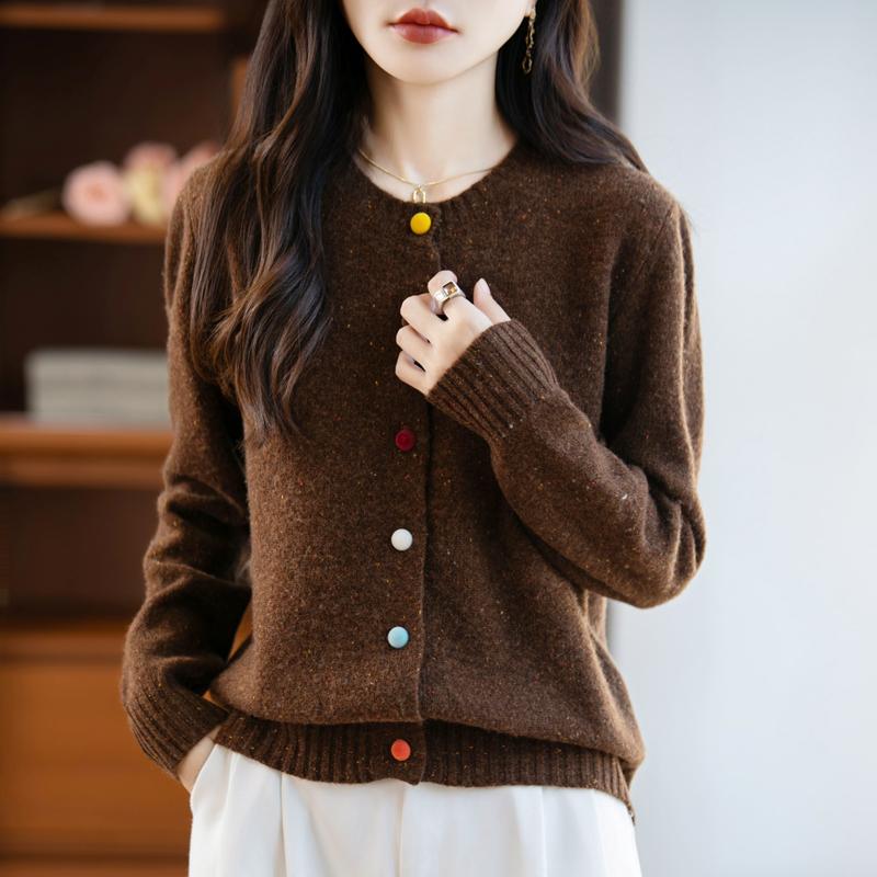 QingHe Cashmere Women's 30% Cashmere Cardigan - Soft & Warm Wool Blend Sweater