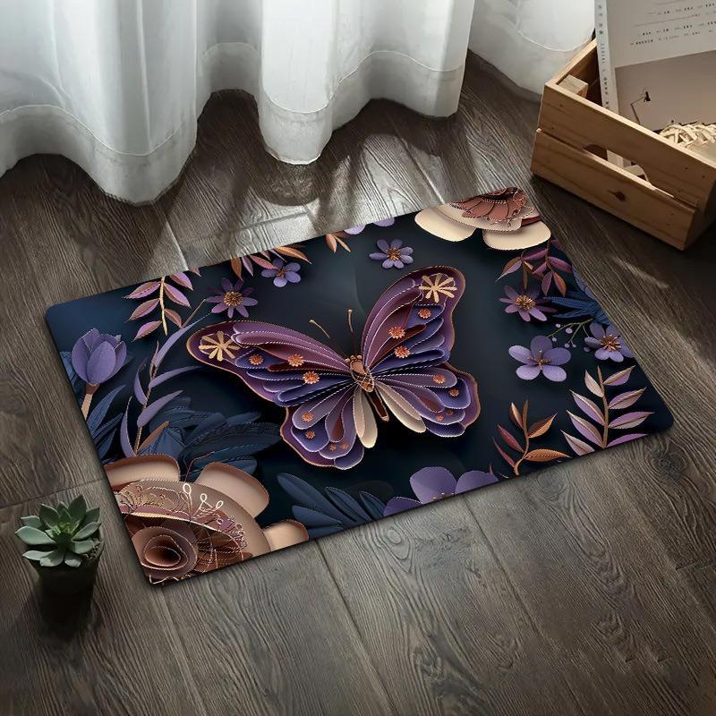3D Butterfly Diatomite Floor Mat Bathroom Absorbent Non Slip Mat For Bathroom Door Entrance Quick Dry Feet Rug